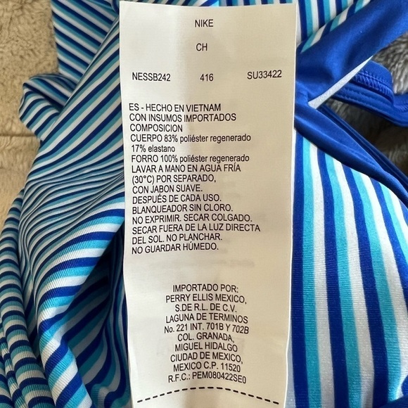 Nike Stripe V-Neck Hyper Royal Blue Stripe Tankini Top - Size Small, NWT - Picture 12 of 12